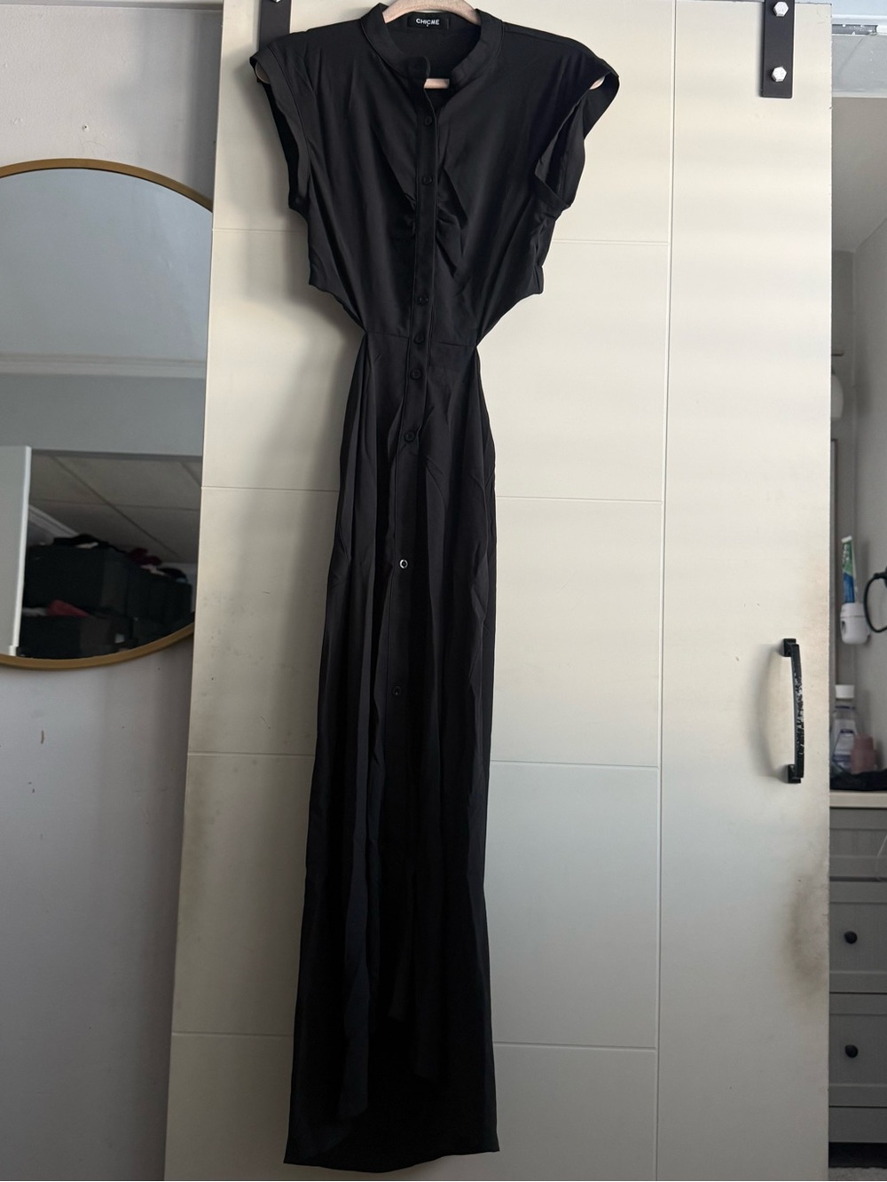 chicme Black Button-Front Maxi Dress size S
